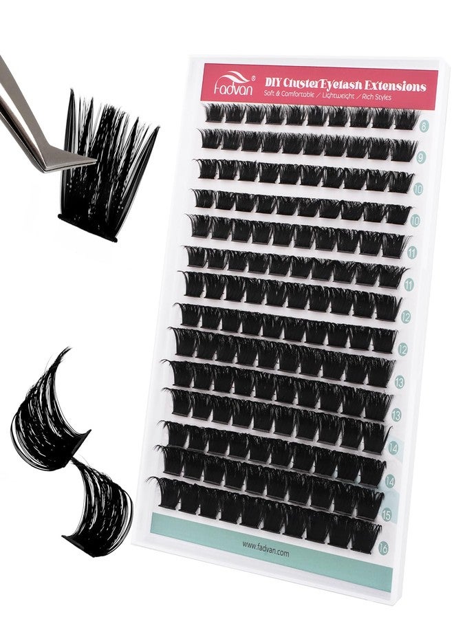 FADVAN Fluffy Lash Clusters Thick 200D Volume Eyelash Clusters 8-16mm Wispy Individual Lashes D-Curly Cluster Eyelash Extensions 140pcs DIY Lash Extension for Beginners - Image 1
